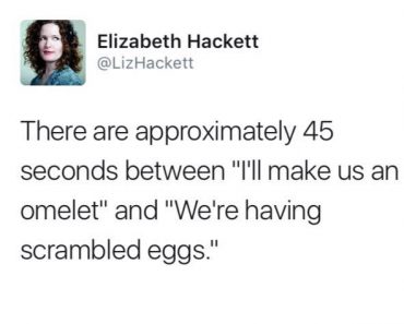 funny tweet about omelet and scrambled eggs