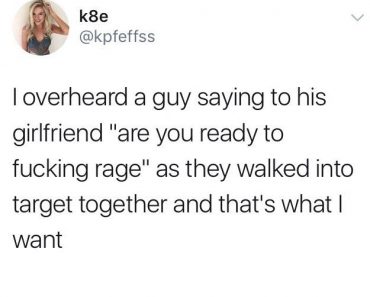 funny tweet about a couple saying you ready to fucking rage at target