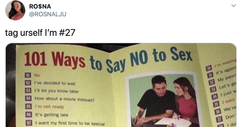 Ridiculous List Of Ways To Say No To Sex Goes Viral On Twitter