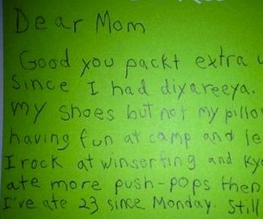 funny, funny kid, funny kids, letter from camp, a letter from camp, summer camp letter to parents, summer camp letter