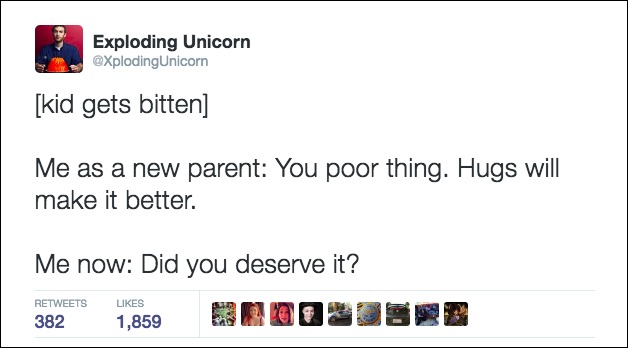 kid gets bitten funny dad tweet