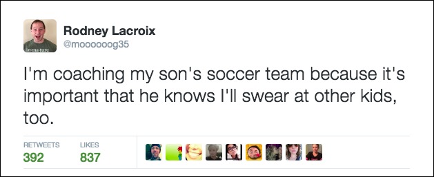 coaching son's soccer funny dad tweet