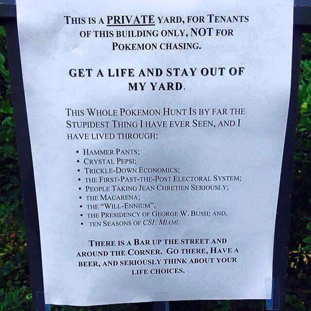 Someone Left An Angry Note For Pokémon Go Players And It's Hilarious