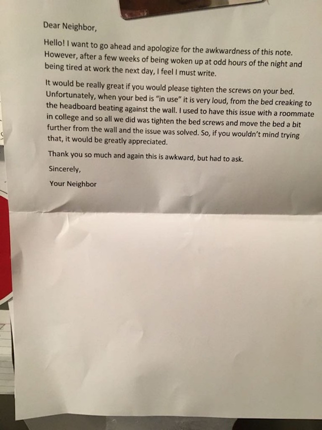It Doesn't Get More Awkward Than This Note From A Neighbor
