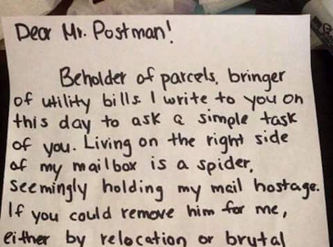funny letter to postman, funny letter to mailman, postman funny, funny postman, funny mailman, mailman funny, spider nope, nope spider, spider note, note spider, flyer, flyers, funny flyer, funny flyers, note, notes, funny notes, funny note, funny letter, funny letters, warning notes, note warning, nope nope nope
