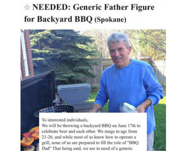 funny craigslist ad for a generic father figure to bbq