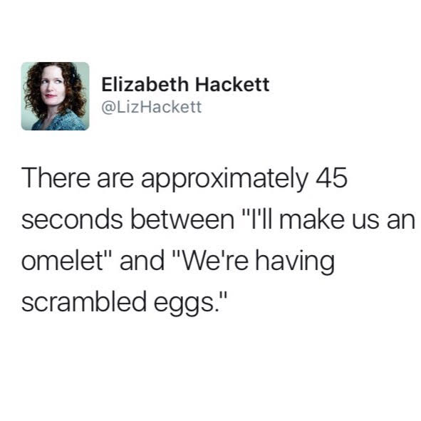 funny tweet about omelet and scrambled eggs
