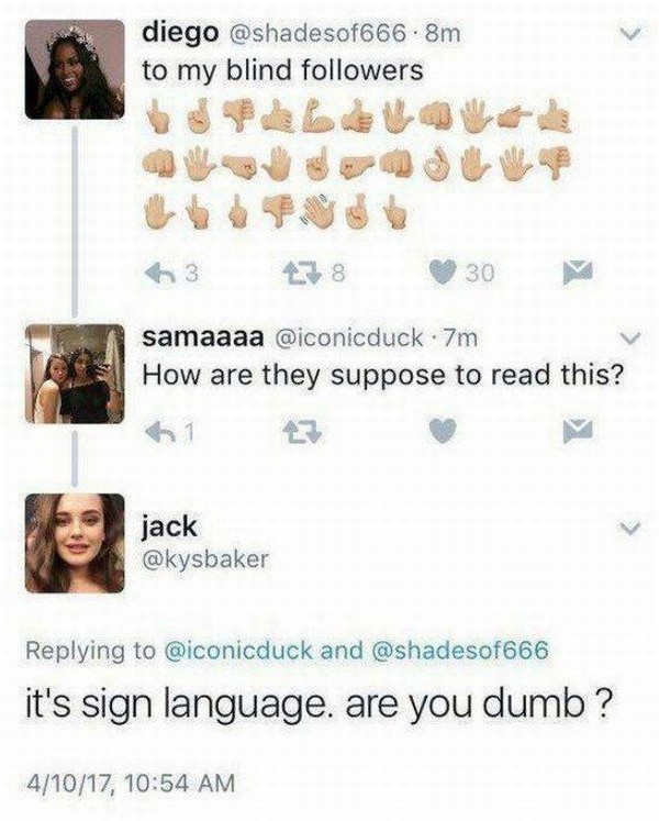 funny photo of sign language tweet fail