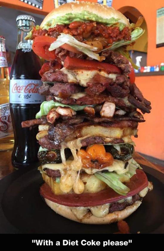 greatest photo of epic burger with a diet coke