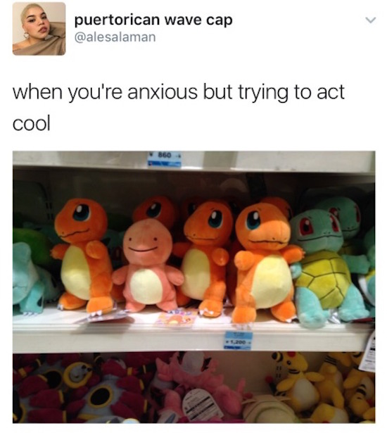 funny pic of when you're anxious but trying to act cool squirtle