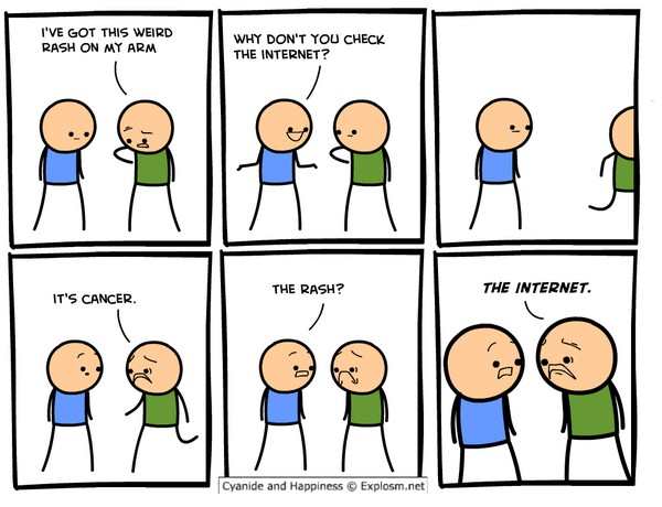funny picture of cyanide and happiness comic about the internet is cancer