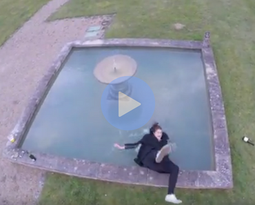 funny fail video of girl falls into fountain, drone fail video, girl fountain drone, drone fountian girl, drunk girl drone