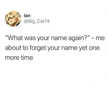 what was your name again, forget your name again, can't remember people's names, funniest tweets, funny tweets, best tweets, top tweets, tweets, tweet, top tweet, best tweet, funny tweet, funniest tweet, hilarious tweets, very funny tweets