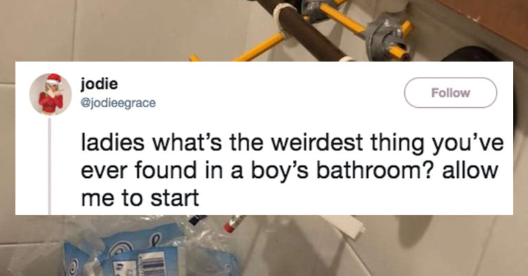 Women Are Sharing Pics Of Weird Stuff In Guys’ Bathrooms And Honestly We’re Confused