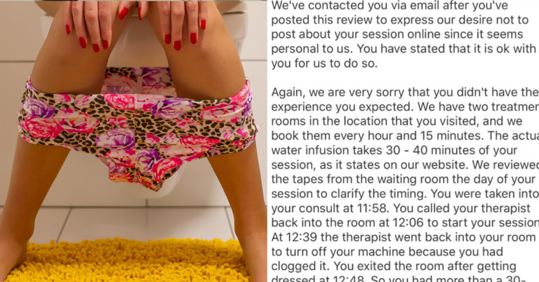 Woman Who Clogged A Colonic Machine Gets Gently But Brutally Owned In Owner’s Yelp Review Response