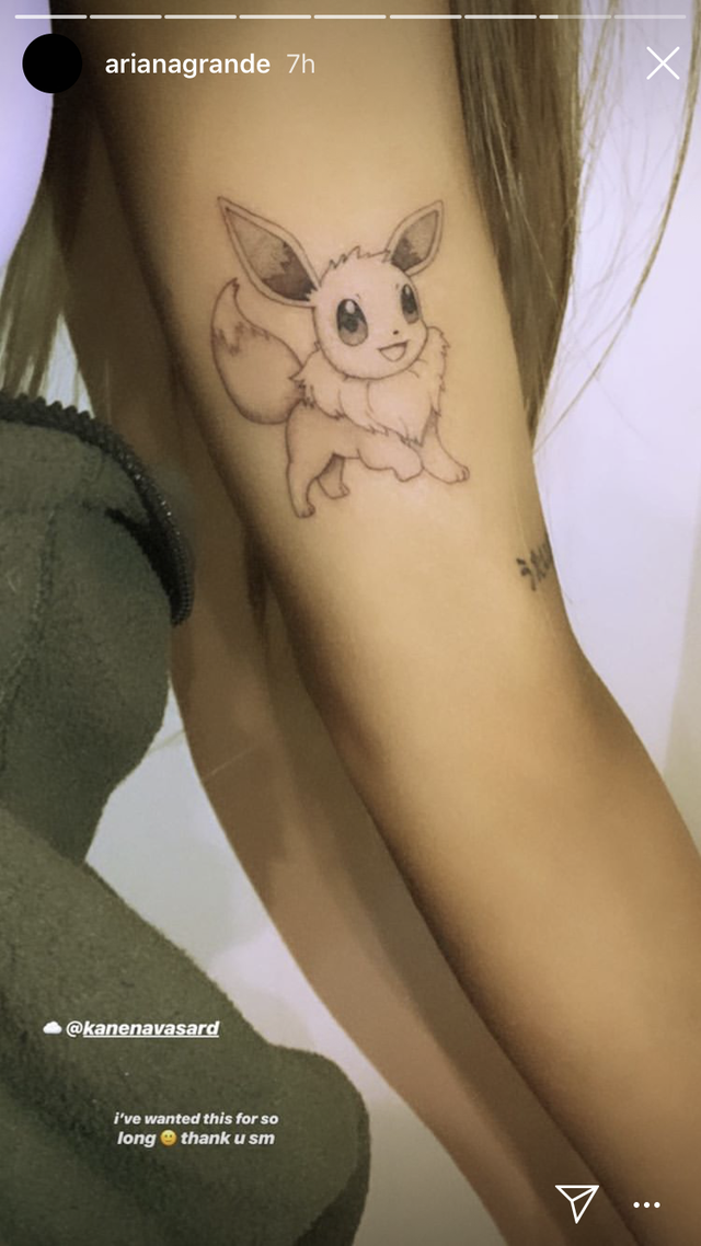 Ariana Grande Reveals New Eevee Pokemon Tattoo