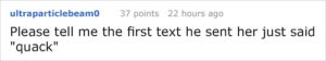 Tinder, tinder match, tinder pickup lines, tinder opening lines, tinder conversations, tinder chats, best tinder pickup lines, most creative pickup lines on tinder, duck story, guy uses duck story to get girl’s number on tinder, tinder duck story, duck adventure, choose your own adventure, pickup lines, clever pickup lines, trending story, trending tinder story, best tinder moments, Bored Panda, trending tweets, memes, funny true stories, dating life, Amelia, reddit, reddit story, viral on reddit, trending on reddit, duck guy,