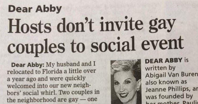 ‘Dear Abby’ Beautifully Wrecks Homophobic Couple Asking For Advice