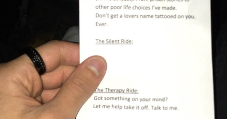 Guy Receives Hilarious Menu From Uber Driver For What Type Of Ride He Wants