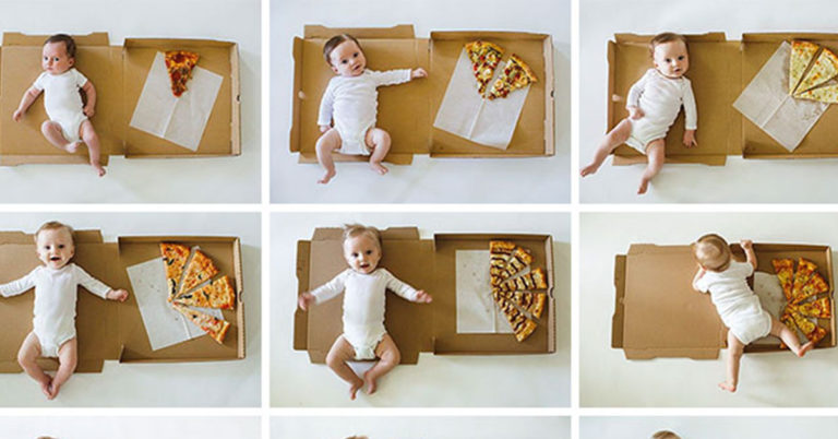 Hilarious Mom Who Takes Son’s ‘Monthly Milestone’ Photos Using Pizza Pies Is Parenting Goals