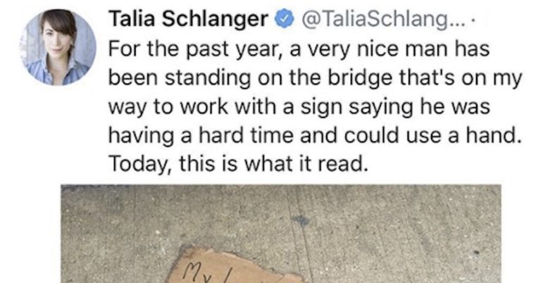 Homeless Man Leaves Touching Sign Thanking Kind Strangers After Getting a Job
