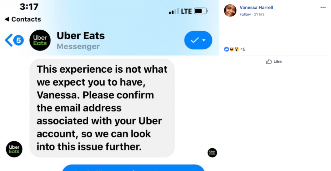 Womans Post About Uber Eats Driver Eating Half Her Food Has Gone Viral 5757