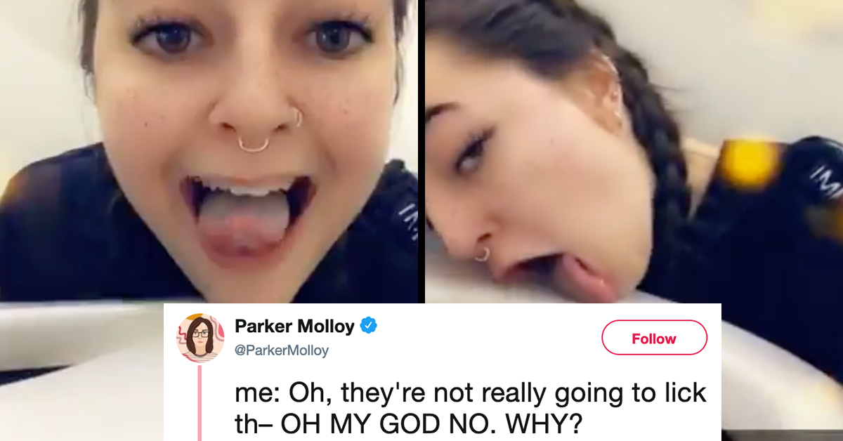 Woman Shares Videoof Herself Licking An Airplane Toilet Seat