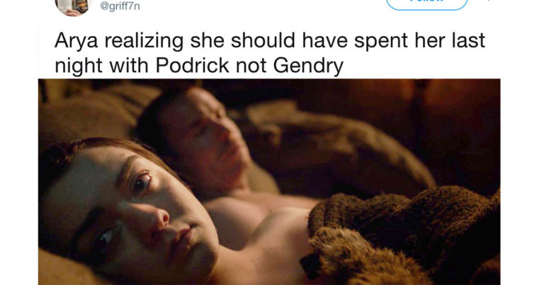 Just 19 Of The Funniest Reactions To Arya And Gendry Getting It On