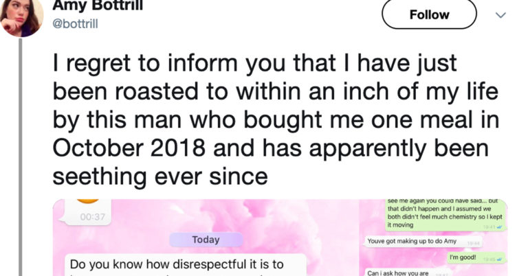 Woman Gets Next-Level Salty Texts From Dude She Went On A Tinder Date With Six Months Ago