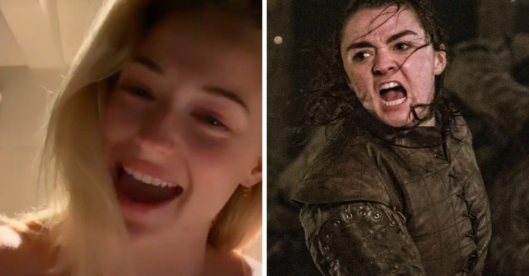 A Towel-Wearing Sophie Turner Reacting To *That* Arya Scene Is Pure Poetry