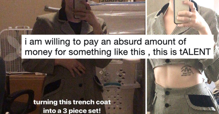 This Girl Is Getting Job Offers After Turning An Old Coat Into A Fire 3-Piece-Suit