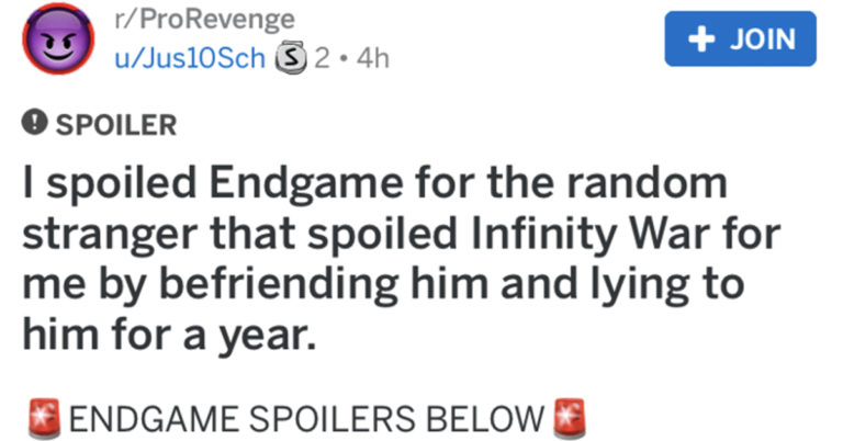 Fan’s Years-Long Revenge Plan Against A Stranger Who Spoiled ‘Avengers: Infinity War’ Has People Calling Him A Sociopath