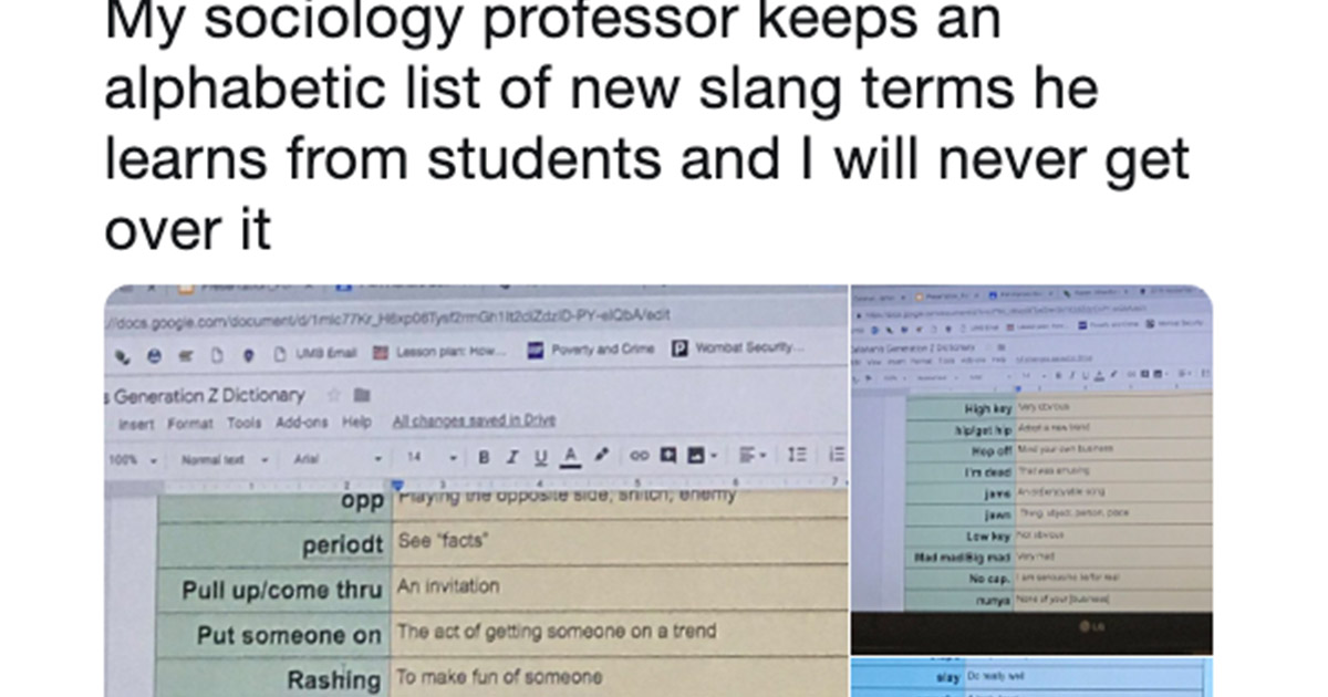 Professor Keeps A Running List Of New Slang Words He Learns From ...