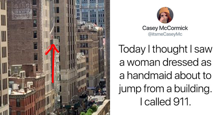 This Woman Who Thought She Saw A Handmaid About To Jump From A Building Is Very Relieved