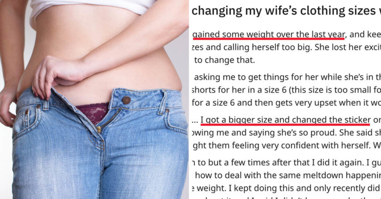 Husband Tricks His Wife Into Thinking She Lost Weight By Switching Size Tags And You Better Believe She Found Out