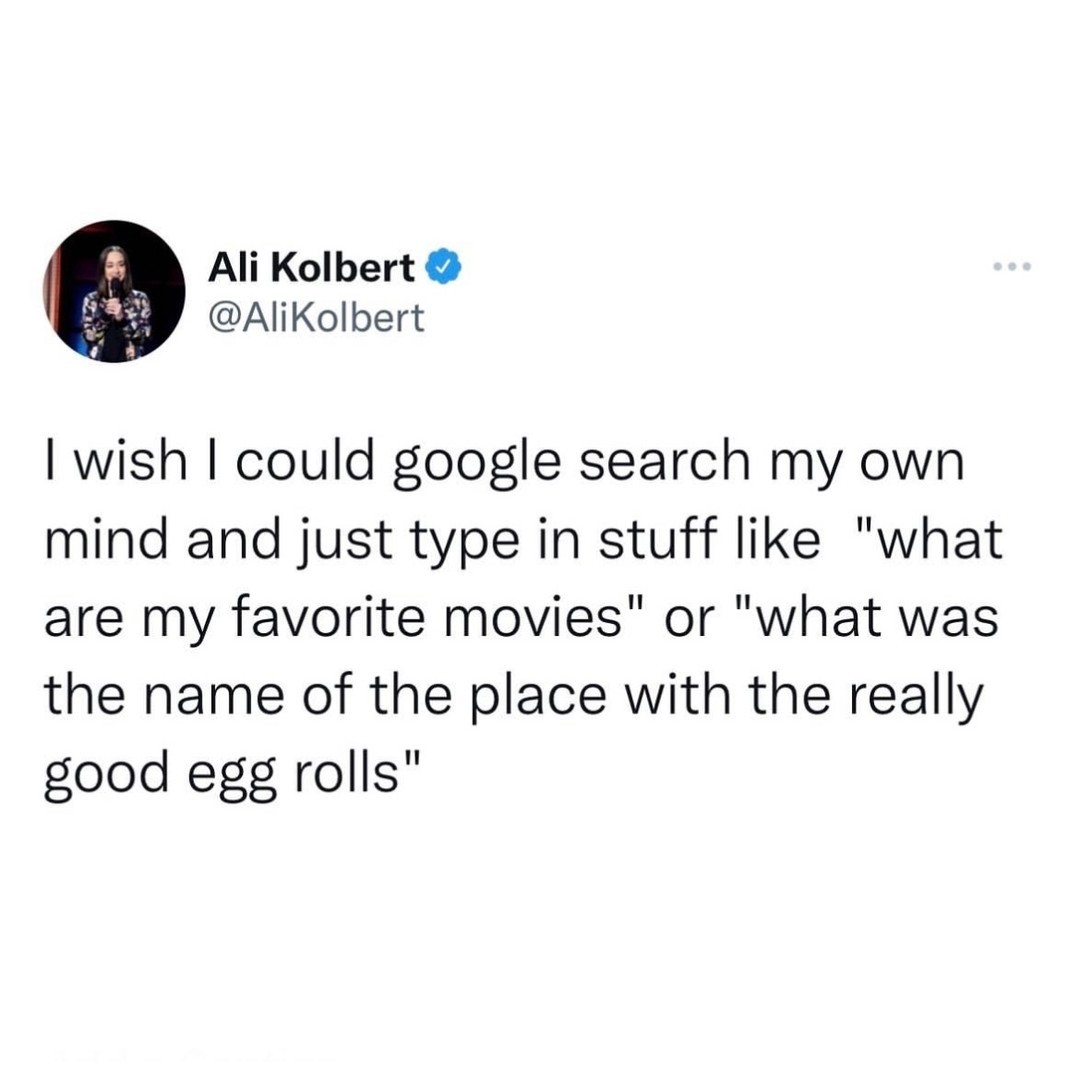 funny tweets - wish i could google ali kolbert