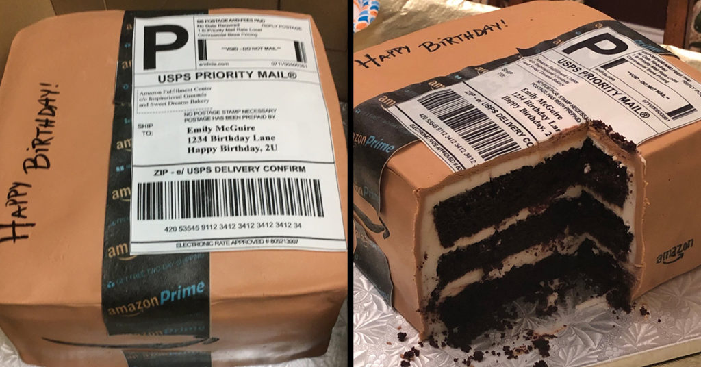 Man Surprises Wife With Birthday Cake Shaped Like Amazon Package