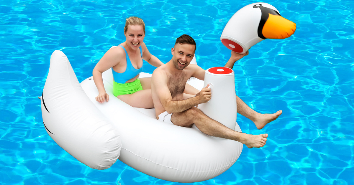 decapitated swan pool float