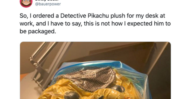 Sometimes, The Detective Pikachu Plush Toy You Ordered Comes In Vacuum Packaging