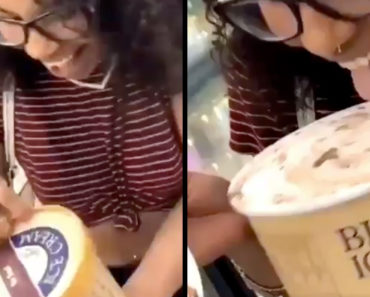 woman licking ice cream