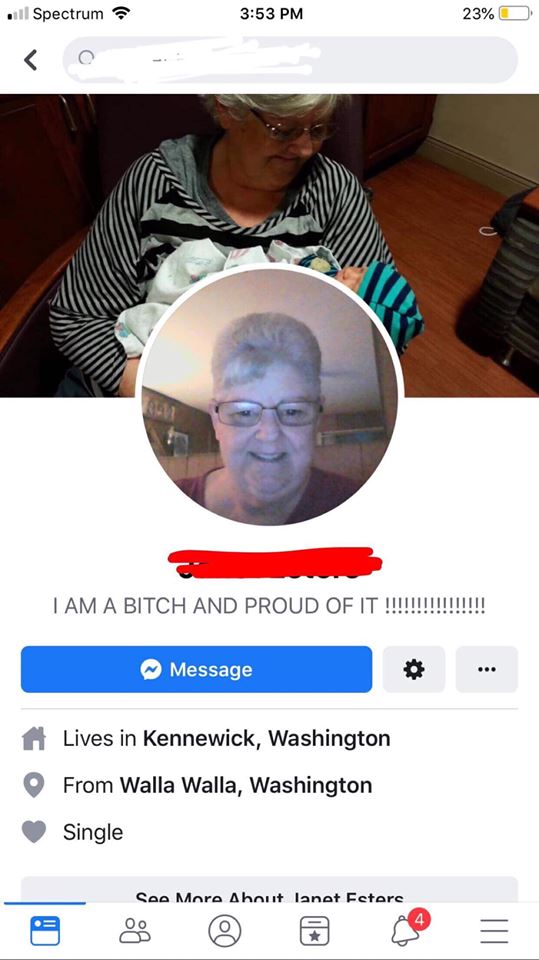 old woman, facebook