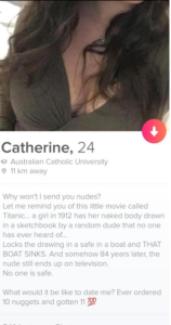 Her Tinder Bio Uses 'The Titanic' To Explain Why She Won't Send Nudes