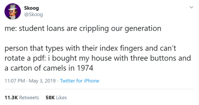 millennials, tweets, jokes