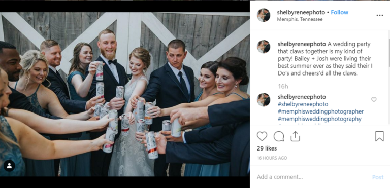 white claw, wedding, instagram