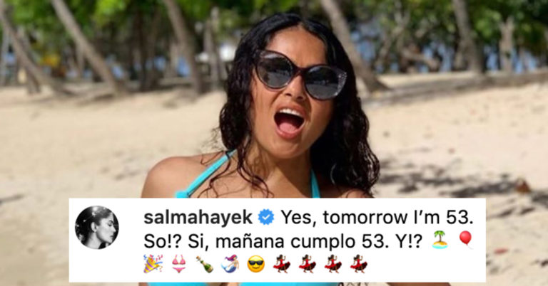 Salma Hayek Posts Makeup-Free Bikini Pic On Instagram To Celebrate Turning 53