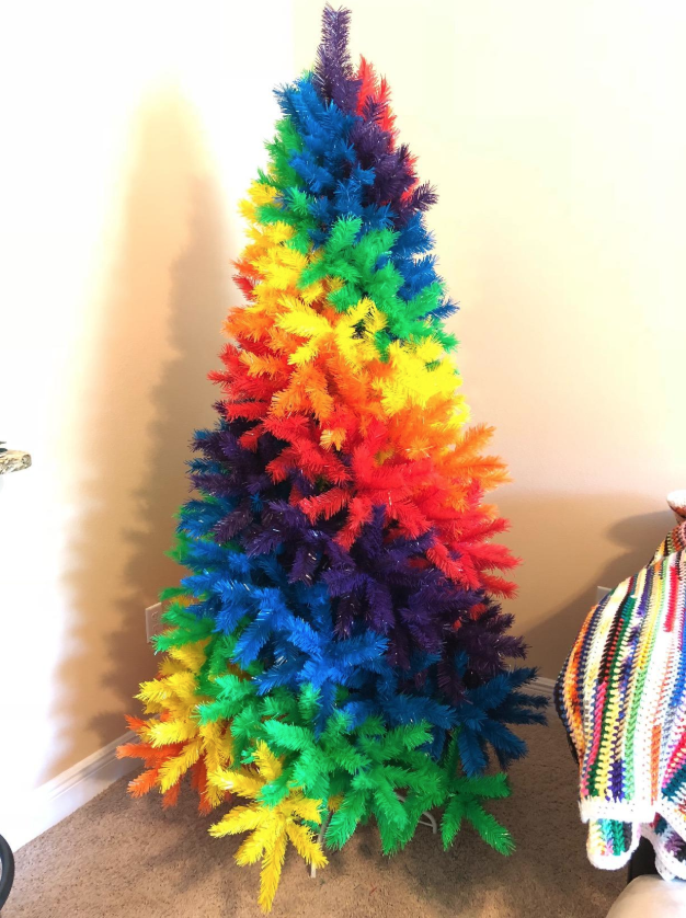 this rainbow christmas tree will take your holiday celebrations to a whole new level of camp 1