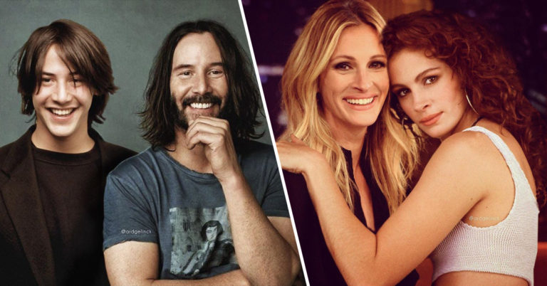 This Artist Photoshops Celebrities Side-By-Side With Their Younger Selves (37 Pics)