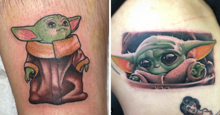 Baby Yoda tattoo, baby Yoda tattoos, baby yoda tattoo ideas, baby yoda white claw, baby yoda white claw tattoo