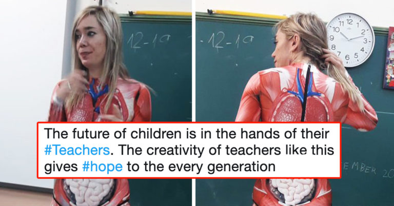 Teacher Wears Full Bodysuit Of The Human Body To Teach Anatomy