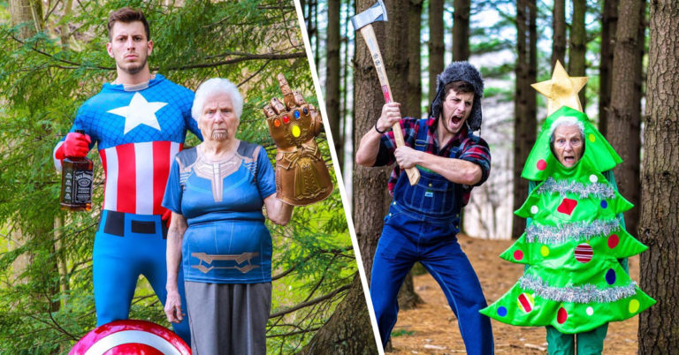 Guy And His 93-Year-Old Grandma Team Up To Take Funny Photos For Instagram (25 Pics)
